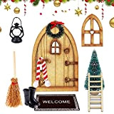 Natale Porta Elfo Natalizio,set di decorazioni natalizie in miniatura,Gnomi Porta Delle Accessori,Set di Accessori Casa delle Bambole di Natale,Gnomi Porta ...