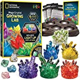 NATIONAL GEOGRAPHIC Mega Crystal Growing Lab - Grow 6 Vibrant Crystals Fast (3-4 Days), with Light-Up Display Stand, Learning Guide, ...