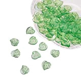 NBEADS 500G Transparent Green Leaf Design Acrylic Pendant Charms,About 15mm Long, 15mm Wide, 2mm Thick, Hole: 1.5mm,1700Pcs/500G