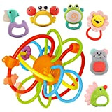Nene Toys Set da 7 Sonagli e Massaggiagengive Colorati per Neonati 3 a 12 Mesi – Include 1 Anello per Dentizione ...