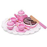 New Classic Toys- Servizio da tè/caffè con Torta da Taglio Giocattoli da Cucina e Cibo, Colore Rosa, 5 Pezzi, 10620