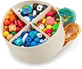 New Classic Toys Wooden Lacing Beads-260 Gram, Multicolore, Perline piccole-640 Pezzi, 10571