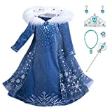 New front Carnevale Elsa Vestito Set, Costume Blu Vestito Abito da Principessa per la Festa Invernale, Bambina Costume con Colletto ...