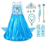 New front Frozen 2 Elsa Costume Costumi della Principessa Elsa Set da Principessa Abito delle Ragazze con Accessori Vestito della ...