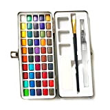 niumanery 50 Colors Solid Watercolor Paint Pigment Set Portable for Beginner Drawing Art