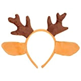 NOLITOY Christmas Reindeer Headband Plush Deer Antler Headband Hair Hoops Girl Hairband Xmas Headdress Costume for Women Kids Brown