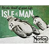 Norton Manx Gran Premio Isle Of Man Moto da Corsa Targa in Metallo - 32x41 CM