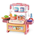 NW Set di Giochi da Cucina per Bambini Accessori per Utensili da Cucina Simulati, Giocattoli per Bambini con Suono (Blu)