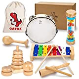 oathx Strumenti Musicali 1-3 Strumenti per età 3-5 Legno Musica Set Montessori Giocattoli per Bambini 6-12 Mesi Tamburino Xylophone Regali ...