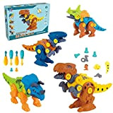 OBEST Dinosauri per il montaggio dei giocattoli per bambini, fai da te, smontaggio e montaggio a mano, 4 dinosauri misti ...