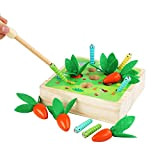 OBEST Giocattoli Montessori Legno, Puzzle Educativo Legno per bambini, Bambini 1,2,3 Anno Carota Classificazione Gioco, Gioco di puzzle di pesca ...