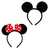Oblique Unique® - Cerchietto per capelli con orecchie di topo, nero, rosso, bianco, a pois, per carnevale, feste a tema