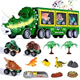 Oderra Dinosauri Camion Giocattolo con 6 mini dinosauri, Dinosauro Macchinine Giocattolo con luci, regalo di compleanno per bambini e bambine, ...
