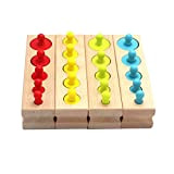 Ohfruit 4Pcs Cylinder Building Blocks Socket Kids Color Cognition Puzzle