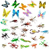 OOTSR Insetti in plastica Insetti Figures[Confezione da 22] e Farfalle Colorate assortite [Confezione da 12], 1"- 4" Insetti Simulati Realizzati ...