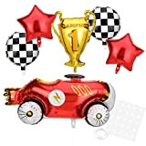OOTSR Set di 6 palloncini per auto da corsa per bambini, grandi auto da corsa, campione e stelle per decorazioni ...