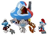 OPO 10 - La casa Multicolore (Blu e Rossa) dei Puffi + 3 statuine articolate: Astronauta + fabbro + Veterinario ...