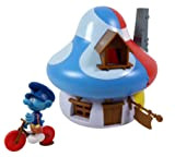 OPO 10 - La casa Multicolore (Blu e Rossa) dei Puffi + Una statuina articolata: Il Puffo postino con la ...