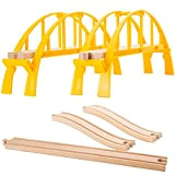 Orbrium - Ponte ad arco super lungo a doppia campata, lungo quasi 1,5 m, per treni in legno, compatibile con ...