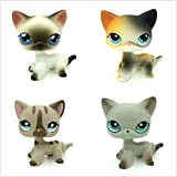 ORCRAT 4pcs Shop Pet Lps Figuren Littlest Petshop Little LPS Katze Das Beste Geschenk für Kinder Gatto Blu Gatto Carino ...