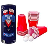 Original Official Square Cup | Kit Beer Pong | qualità Premium | 22 Bicchieri Americani a Forma di esagono Rosso 53cl | 4 Palle ...