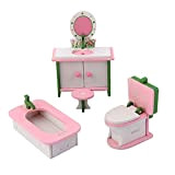 Ouken Bambole in Miniatura Mobili Casale Dollhouse Burniture in Legno Set Set di Sedia in Miniatura Cassettiera Dresser Vasca da ...