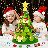 Outgeek Albero di Feltro di Natale, Albero di Feltro di Natale Fai-da-Te 3D per Bambini con 28 Ornamenti 50 Luci ...