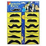 Pack of 12 Adhesive Assorted Black Moustaches Fancy Dress Costume Accessory