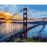 Paint By Numbers Kit Scenario al tramonto del Golden Gate Bridge Dipingi con i Numeri per Adulti,Pittura a Olio Fai ...