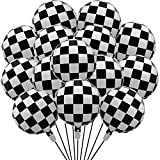 Palloncino a scacchiera per auto da corsa da 45,7 cm, in lamina di palloncino, colore nero, bianco, a scacchi, per ...
