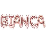 Palloncino FOIL MYLAR ROSA GOLD scritta nome BIANCA 35 cm