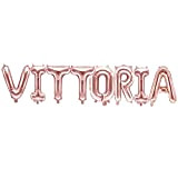 Palloncino FOIL MYLAR ROSA GOLD scritta nome VITTORIA 35 cm
