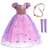 PAPAMAX Ragazze Abito Principessa Rapunzel Costume Cosplay Halloween NataleManica Corta Puff Regalo per Festa di Compleanno Fancy Dress Rapunzel Abito ...