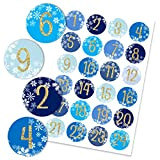 PaPIerDraCHeN 24 Numeri del Calendario dell'Avvento Adesivi - Cristalli di Ghiaccio - Blu Freddo n. 26 - Adesivo 4 cm ...