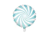 PartyDeco- Pallonino in Mylar Tondo 45 cm a Forma Lecca Bianco e Azzurro, Colore, FB20P-001J