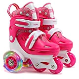 Pattini a rotelle per ragazze e bambini, pattini regolabili con ruote illuminate, lame per pattini a rotelle, misura 5 stivali ...