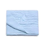 PEKITAS Coperta a maglia per bebè, 100 x 100 cm, 100% acrilico ecologico, fabbricato in Portogallo, Azzurro