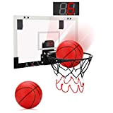 PELLOR Canestro Basket per Bambini e Adulti, Mini Canestro Basket Kit con Elettronico Punteggio Record, Tabellone Basket da Camera Interno ...