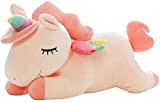 Peluche a forma di unicorno, con ali arcobaleno e ali kawaii, per bambini, colore: bianco (30CM/11.8Inch, pink)