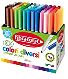 Pennarelli 100 COLORI Fibracolor - confezione 100 pennarelli punta conica in 100 colori diversi, superlavabili