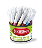 Pennarelli Colorito Maxi Fibracolor, barattolo 48 pezzi, punta grossa, 4 pezzi per ciascuno di 12 colori diversi, superlavabili