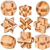 Perfecbuty 9PCS Toys 3D Puzzle di legno cubo Rompicapo - Classico Educativo Jigsaw IQ Sfida Puzzle Interbloccati Giocattoli Giochi bambini ...