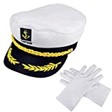 PERFETSELL Cappello da Capitano Cappello Marinaio per Adulti con 1 Paio di Guanti Capitano Cappello Marinaio per Travestimenti per Donne ...