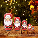 PERZOE 5Pcs di Natale Babbo Natale Nesting Dolls in Legno Russo Nesting Dolls Matrioska Bambole Dipinte A Mano Souvenir Regalo ...
