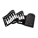 Pianoforte Roll Up, Pianoforte Pieghevole Portatile 49 Tasti Tastiera Musicale per Bambini Principianti(nero)