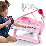 Pianola Bambino,Pianoforte con Microfono,Bambini Tastiera Musicale Giochi,Regali per Bambina 1 2 3 Anni