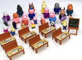 Pig Family Toys 25Pcs Peppa Pig Figurine Giocattoli With Classroom Set and Bag Cute Different Model Figure Toys