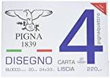 Pigna Pignaquattro 0220021Ge, Album Da Disegno, Formato 24 X 33 Cm, Fogli Lisci, Grammatura 220Gr/M2, 20 Fogli, Bianco