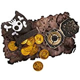 Pirate Compass Treasure Bag Mappa del tesoro Monete d'oro Captain Pouch Skull Children for Pirate Costume Party