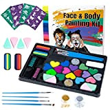 Pittura del viso per bambini, Truccabimbi 20 colori di pitture viso e corpo a base d'acqua, 32 stencil, 2 gessetti ...